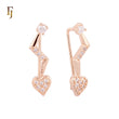 Spade heart arrow white CZs Rose Gold Crawler Earrings Ear climber