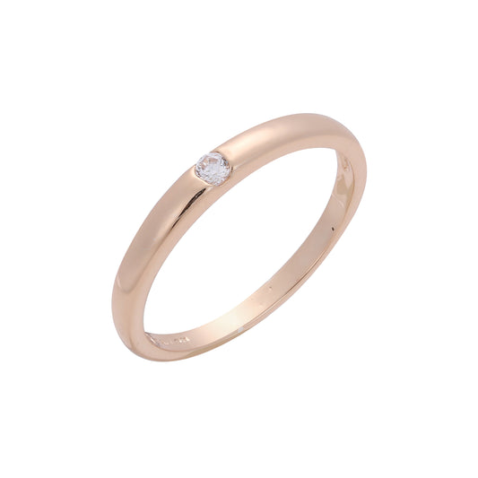 Anillos de tensión Solitario de explícita sencillez en colores Oro Blanco, Oro 14K, Baño en Oro Rosa