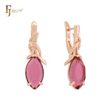 Pendientes de clip con solitario marquesa y circonitas cúbicas de colores en oro rosa