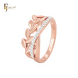 Anillos de moda en oro rosa con mil hojas y circonitas blancas
