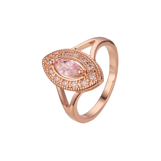 Кольца Marquise Halo из Жёлтое золото 585 пробы с покрытием из Красное золото 585 пробы