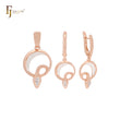 Conjunto de joyería bicolor en oro rosa con colgante y serpiente circular de circonitas blancas