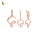 Conjunto de joyería bicolor en oro rosa con colgante y serpiente circular de circonitas blancas