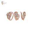 Conjunto de joyas de oro rosa con anillos y un lujoso conjunto de circonitas cúbicas de colores