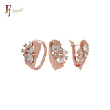 Conjunto de joyas de oro rosa con anillos y un lujoso conjunto de circonitas cúbicas de colores