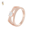 Geometric Clawed Solitaire White CZ Rose Gold,two tone Engagement Rings
