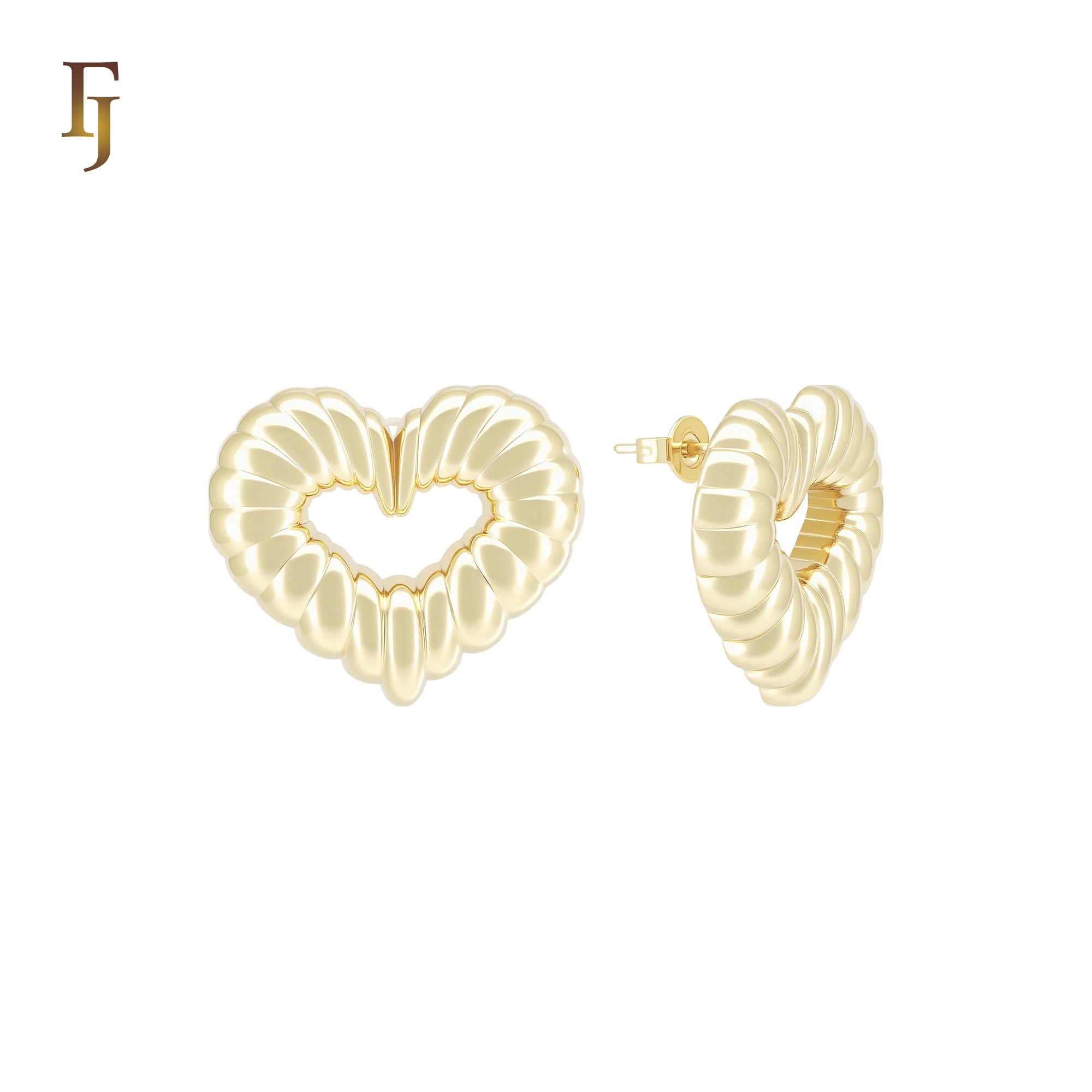 Rope textured 14K Gold, Rose Gold Stud Earrings
