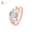 Anillo de compromiso en dos tonos de oro rosa con circonita cúbica azul lago solitario