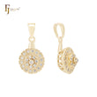 Fancy white CZs of flowers 14K Gold Pendant