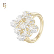 Cluster white CZs 14K Gold two tone Fashion Rings