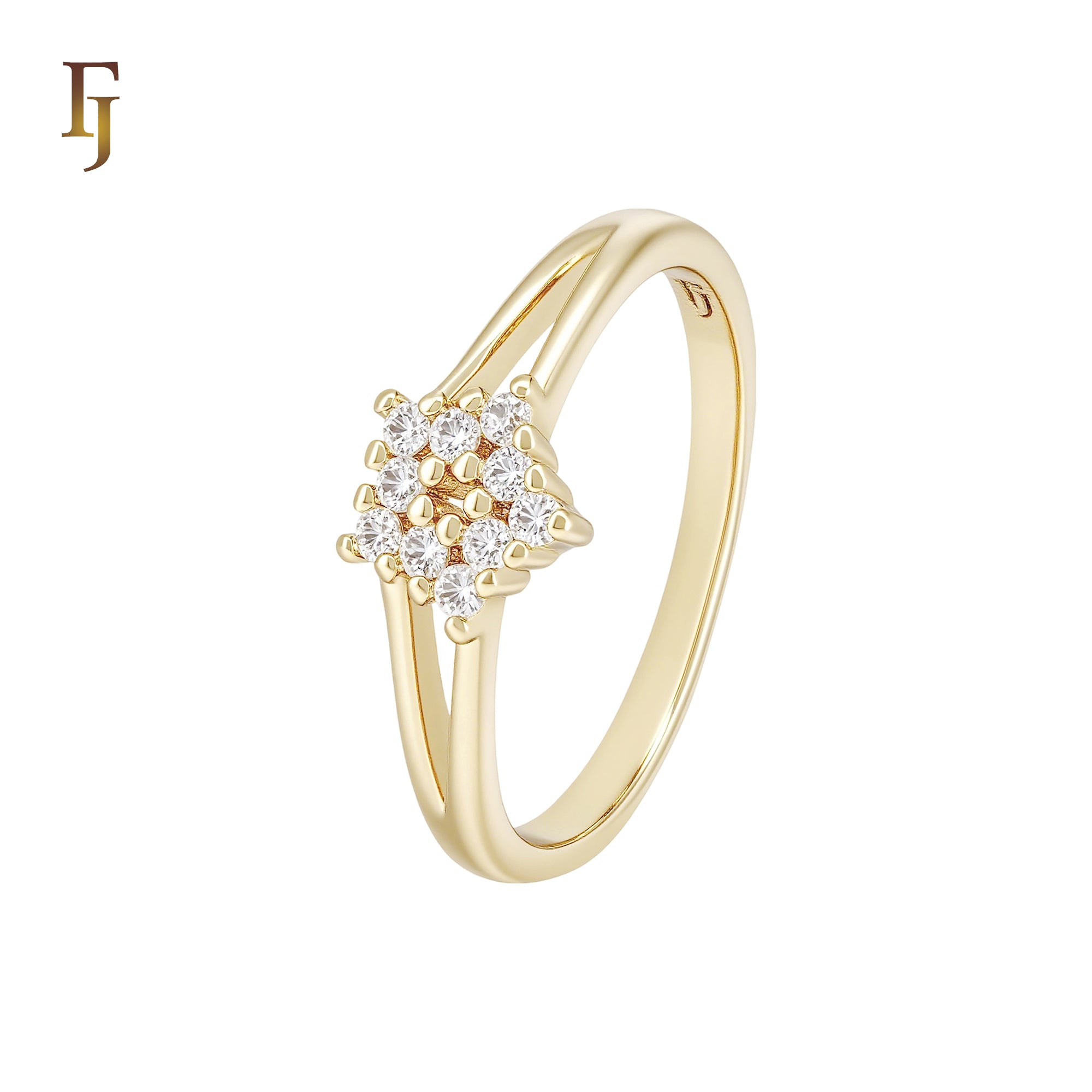 Stars of cluster white CZs 14K Gold Fashion RIngs