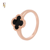 Minimalism Elegant Black or white Clover design Rose Gold  Fashion Rings