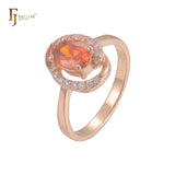 Пасьянс гало большой красочный CZ 14K Gold, розовое золото, кольца из 18K Gold