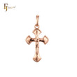 Christian Catholic Rose Gold Beads Crucifix Cross Pendant