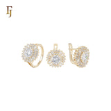 Halo cluster Colorful 14K Gold Jewelry Set with Rings