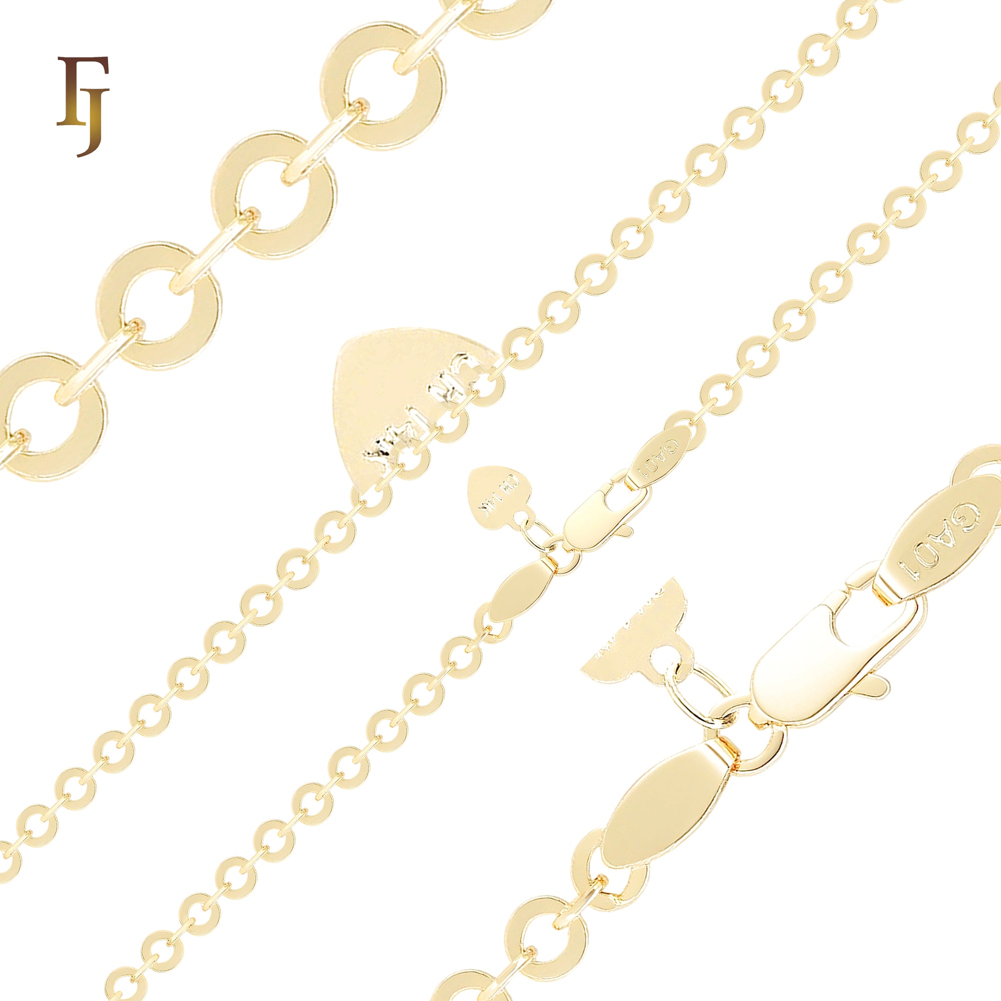 Thin hollow disc rolo link 14K Gold Chain