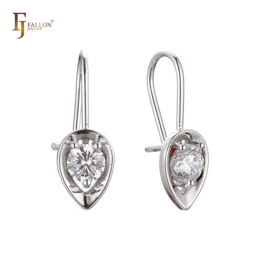 Solitario niño gancho alambre en Oro de 14K, baño de Oro Rosa colores