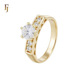 Gold Plated Engagement Ring Set | 6mm Solitaire CZ & Pavé Band | Classic Wedding Jewelry by FJ Jewelry