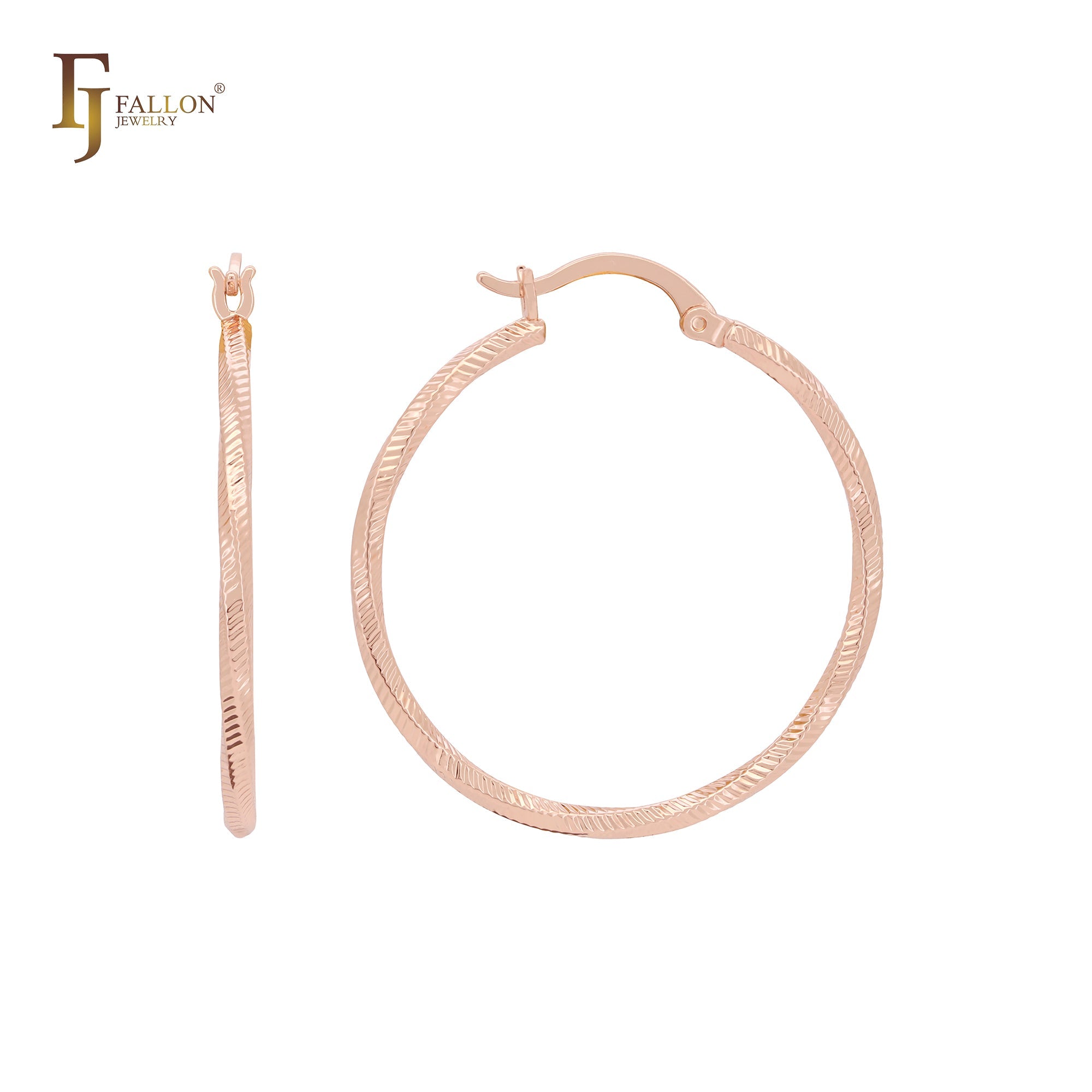 Aros de oro rosa de 14 quilates con textura de serpiente brillante