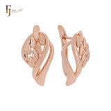 Pendientes de clip de oro rosa con hojas de marquesa y nueces