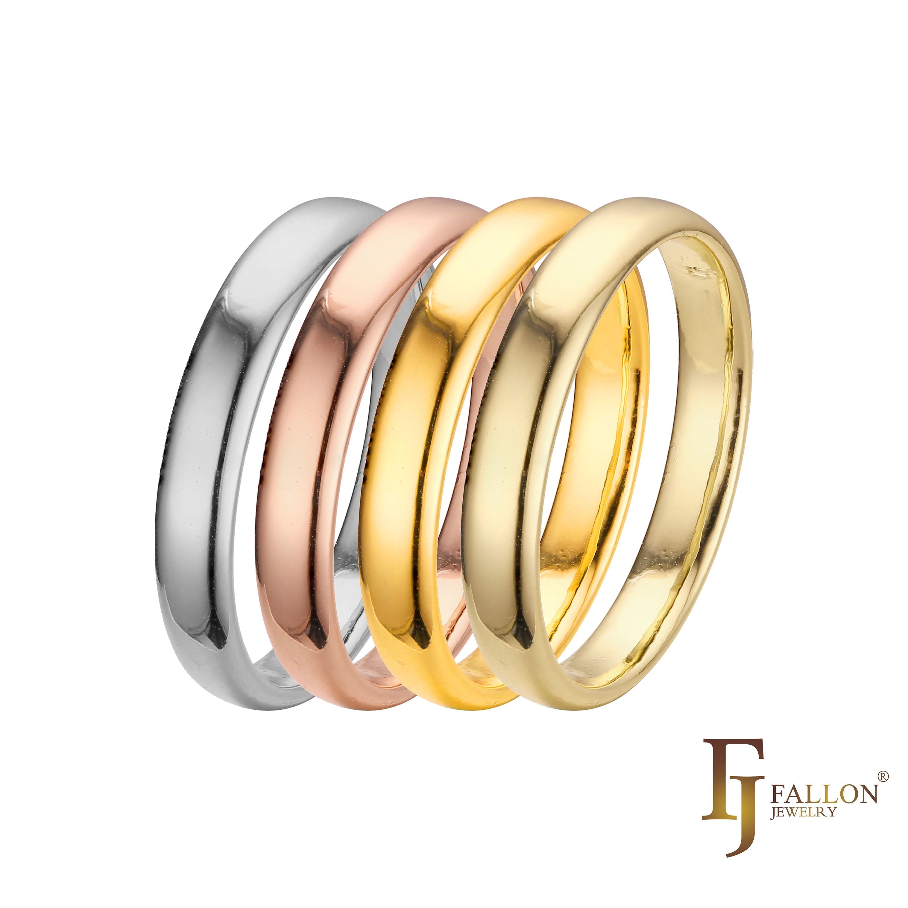 Anillos de boda de 6mm bañados en Oro Blanco, Oro de 14K, Oro de 18K, Oro Rosa