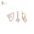 Conjunto de joyas de oro rosa con circonita blanca de corte ovalado y solitario grande con anillos