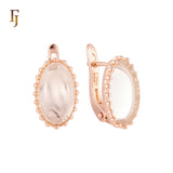 Colorful Cabochon stone Rose Gold Russian Lock Earrings