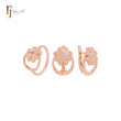 Conjunto de joyas de oro rosa con trébol de cuatro hojas y anillos