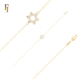 Star of David Girls Bracelet | 14K Gold Plated Adjustable Chain with Crystals, 10.5mm – FJ Jewelry