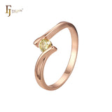 Anillos de diseño Solitario en Oro de 14K, colores baño de Oro Rosa