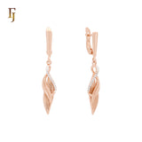 Elegant Angel Wings Rose Gold two tone Russian Lock Earrings 7.7mm * 28.6mm by FJ Jewelry
