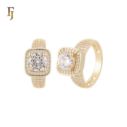 Five bands of white CZs 14K Gold, Rose Gold Wedding Set Rings Engagement and Band