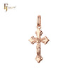 Glossy Rose Gold Orthodox Crucifix Cross Pendant