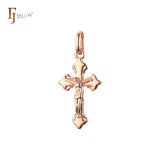 Glossy Rose Gold Orthodox Crucifix Cross Pendant