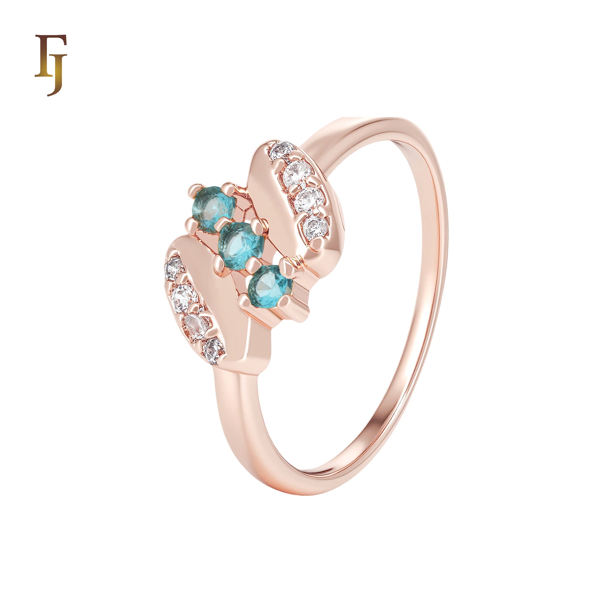 Triple Colorful CZs Rose Gold Fashion Rings