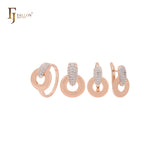 Maravilloso y lujoso conjunto de joyas en dos tonos de oro rosa con candado de circonitas blancas, anillos y colgante.