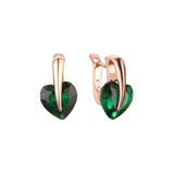 Solitär-Herz-Ohrringe mit buntem Zirkonia, 14 Karat Gold, Roségold und Weißgold