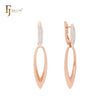 Pendientes de clip bicolor en oro rosa con marquesa alta y racimo de circonitas blancas
