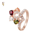 Colorful CZs Rose Gold Fashion Rings