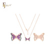 Collar de oro de 14 quilates con mariposas de circonitas de colores