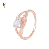 Solitaire teardrop shape white CZ Rose Gold Fashion Rings