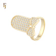 Long Cluster white CZs of ribbon 14K Gold Nail Rings