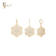 Conjunto de joyas de oro de 14 quilates con filigrana hexagonal de circonitas blancas y copo de nieve con colgante