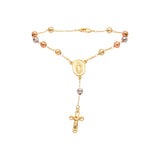 Italian Virgin of Guadalupe Catholic Rosary Necklace (Grooved Beads) plated in 14K Gold two tone