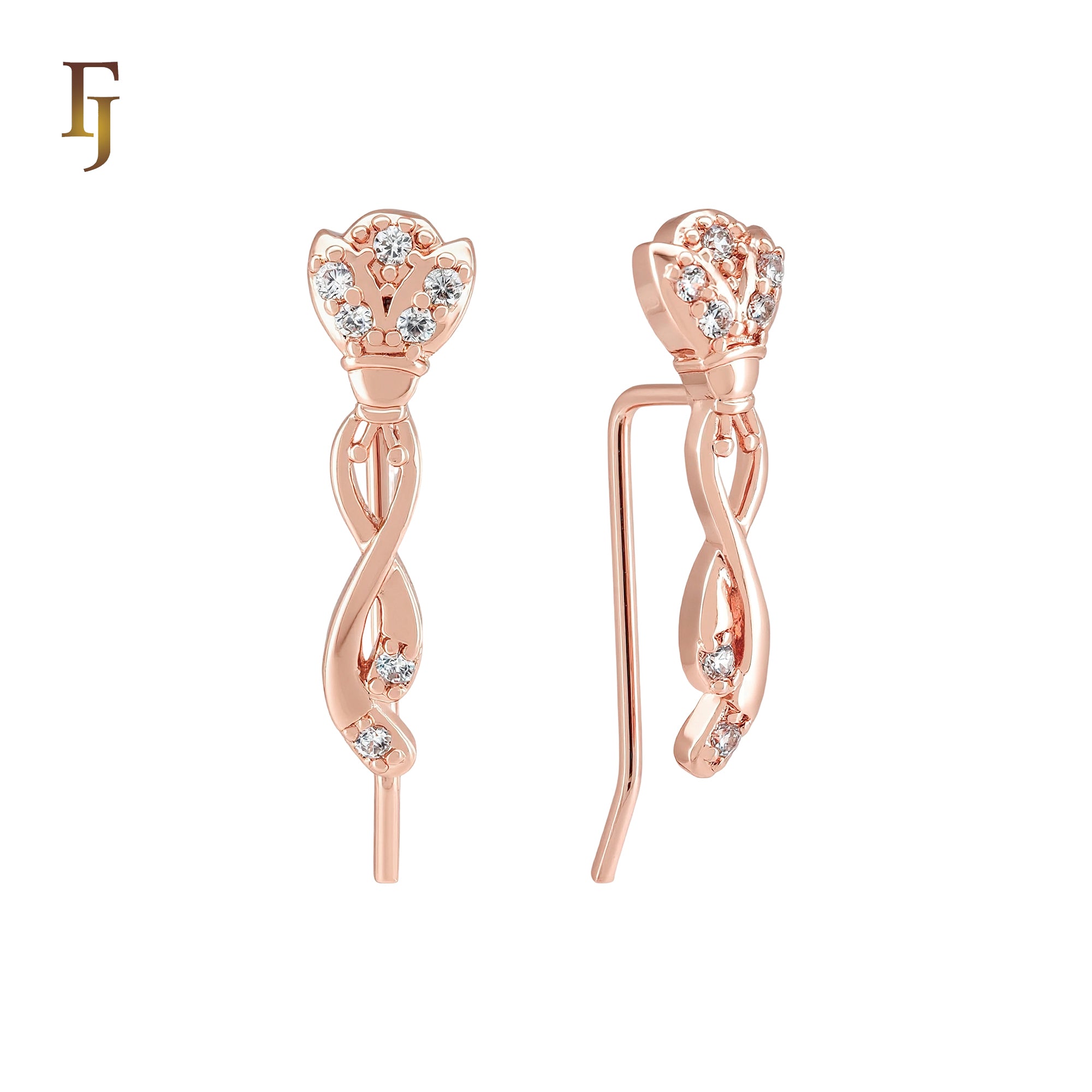 HoneyBee bee crawling Rose Gold Crawler Ear Climber Earrings