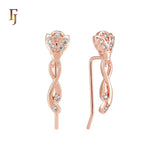 HoneyBee bee crawling Rose Gold Crawler Ear Climber Earrings