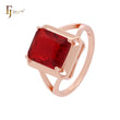 Anillo de compromiso de oro rosa 585 con solitario de circonita cúbica roja grande