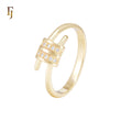 Double row crossing know of white CZs 14K Gold Fashion Rings