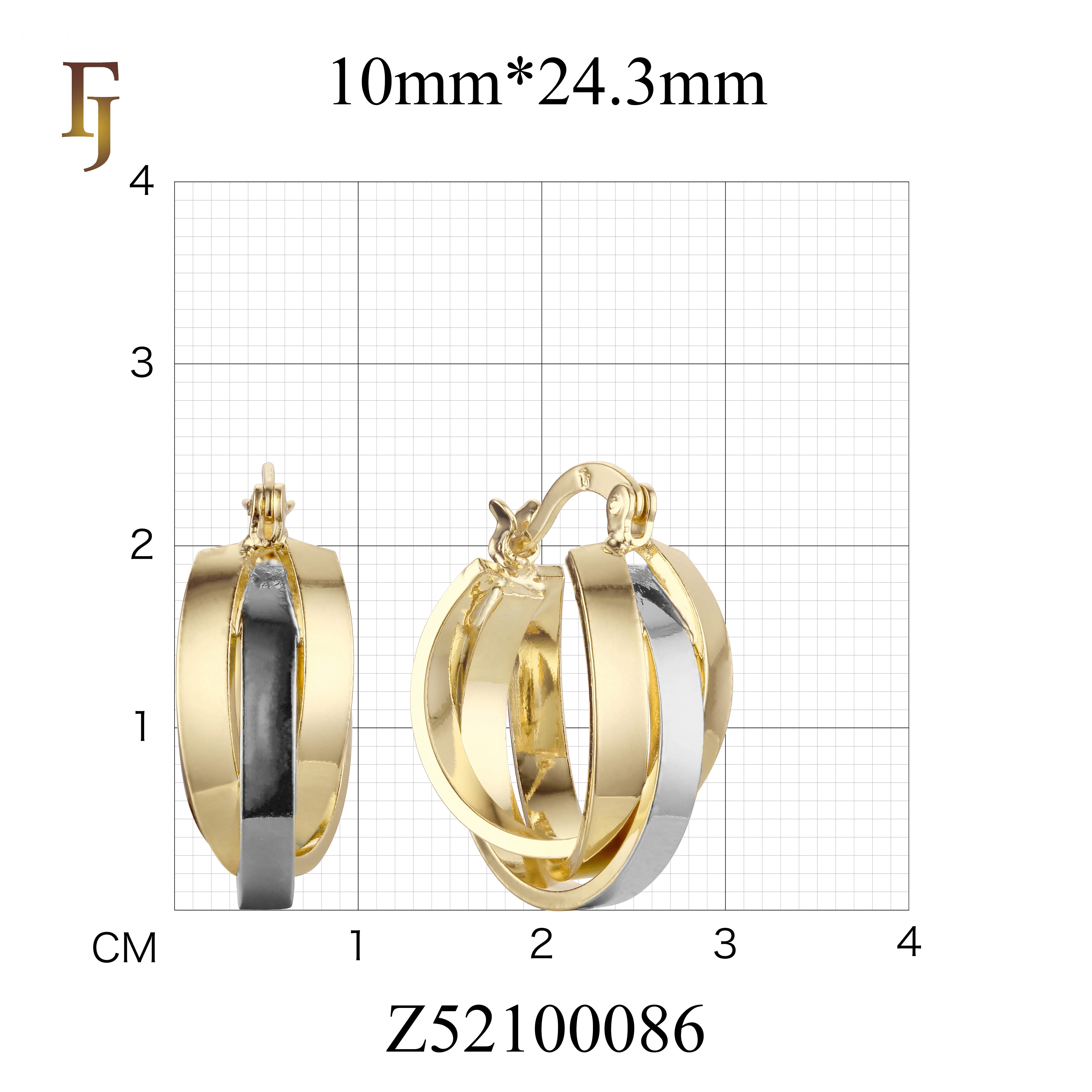 Aretes de aro Trinity en Oro de 14K, Oro Rosa, baño de dos colores