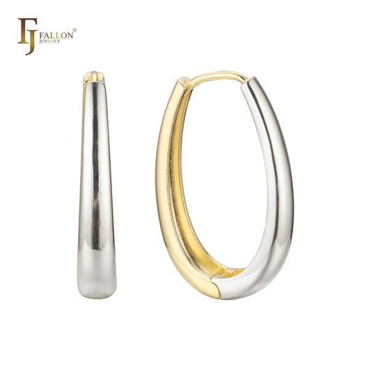 Aretes U Huggie (2 tamaños) en colores baño de Oro 14K, Oro Blanco, Oro Rosa